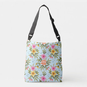 Colourful Hand Draw Flowers Crossbody Bag