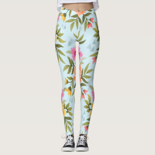 Colourful Hand Draw Flowers Leggings