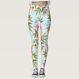 Colourful Hand Draw Flowers Leggings