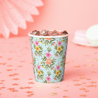 Colourful Hand Draw Flowers  Paper Cups