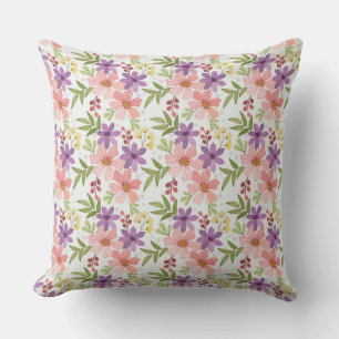 Colourful Hand Draw Flowers Seamless Pattern-1 Cushion