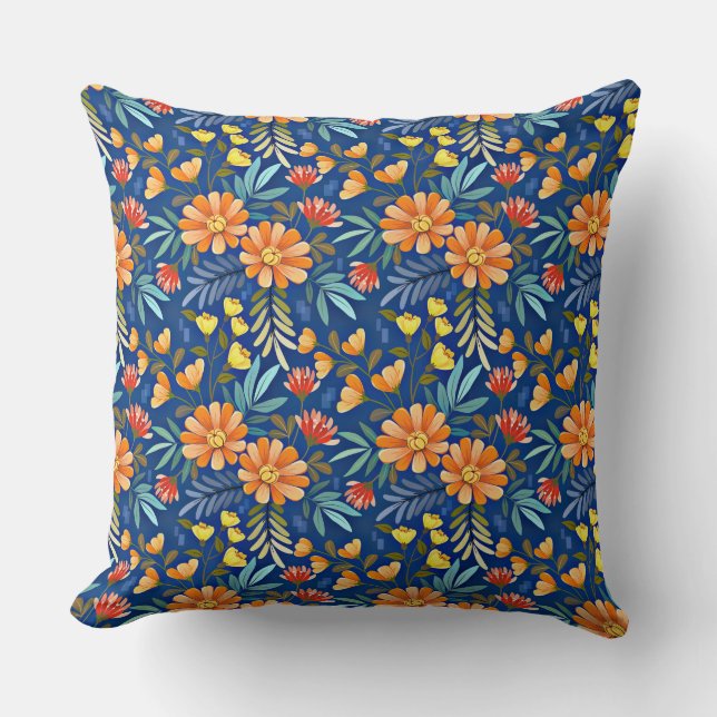 Colourful Hand Draw Flowers Seamless Pattern-7 Cushion (Front)