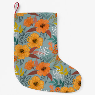 Colourful hand draw flowers seamless pattern small christmas stocking