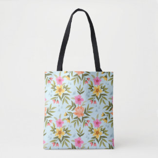 Colourful Hand Draw Flowers Tote Bag
