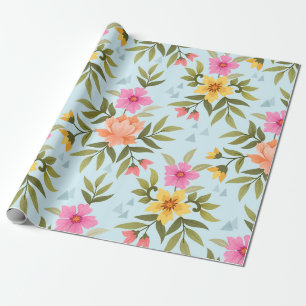 Colourful Hand Draw Flowers Wrapping Paper