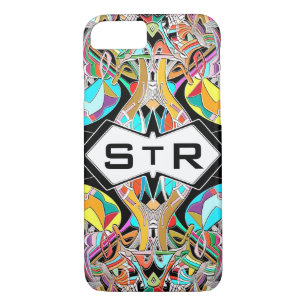 Colourful Hand Drawn Abstract I Monogram Initials Case-Mate iPhone Case