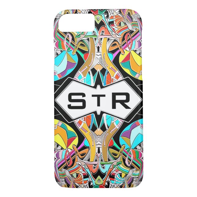 Colourful Hand Drawn Abstract I Monogram Initials Case-Mate iPhone Case (Back)