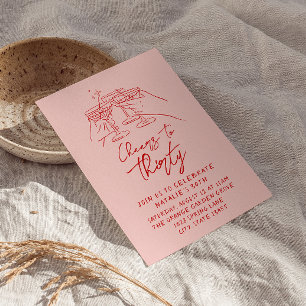 Colourful Hand Drawn Cheers To Thirty 30th Birthda Invitation
