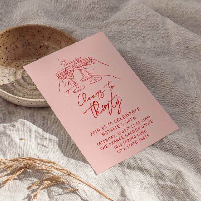Colourful Hand Drawn Cheers To Thirty 30th Birthda Invitation (Creator Uploaded)