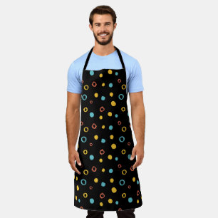Colourful hand-drawn dots and circle pattern apron