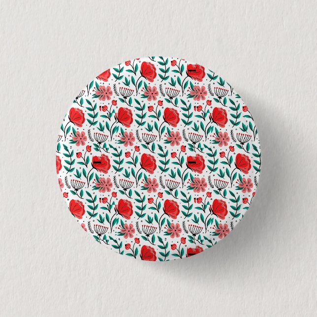 Colourful Hand Drawn Floral Pattern. 3 Cm Round Badge (Front)
