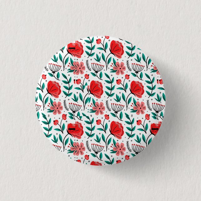 Colourful Hand Drawn Floral Pattern. 3 Cm Round Badge (Front)