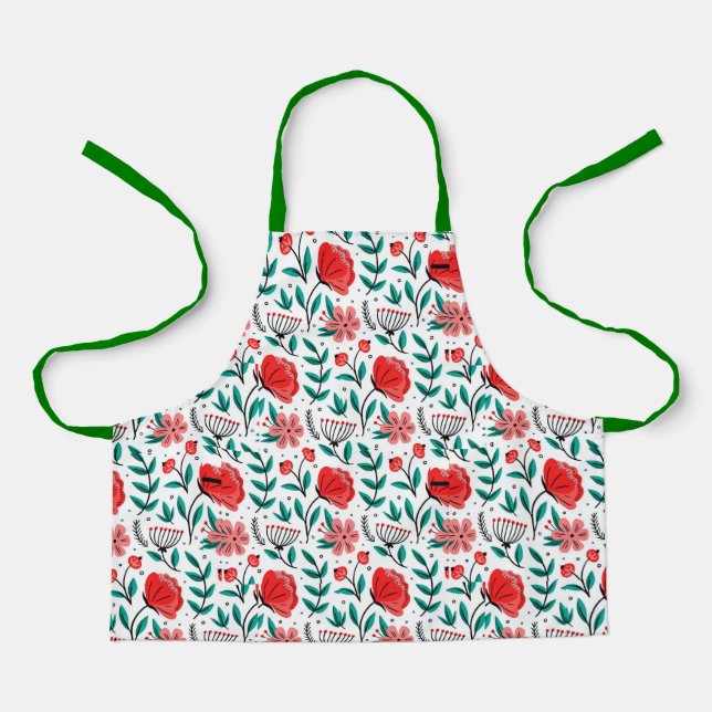 Colourful Hand Drawn Floral Pattern. Apron (Front)