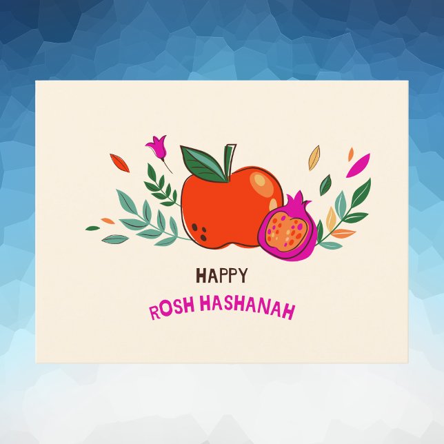 Colourful Hand Drawn Happy Rosh Hashanah Postcard (Creator Uploaded)