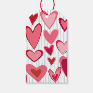 Colourful Hand Drawn Hearts Gift Tag
