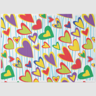 Colourful Hand Drawn Hearts Tissue Paper