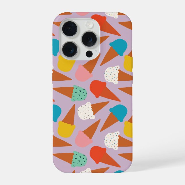 Colourful Hand-Drawn Ice Cream Cone Pattern  iPhone Case (Back)