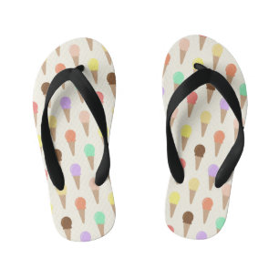 Colourful Hand Drawn Ice Cream Pattern Kid's Jandals