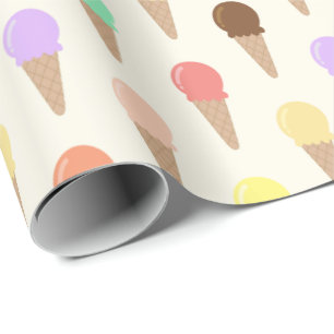 Colourful Hand Drawn Ice Cream Pattern Wrapping Paper