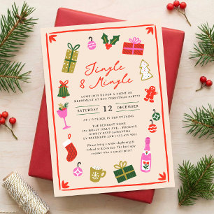Colourful Hand Drawn Jingle Mingle Holiday Party Invitation
