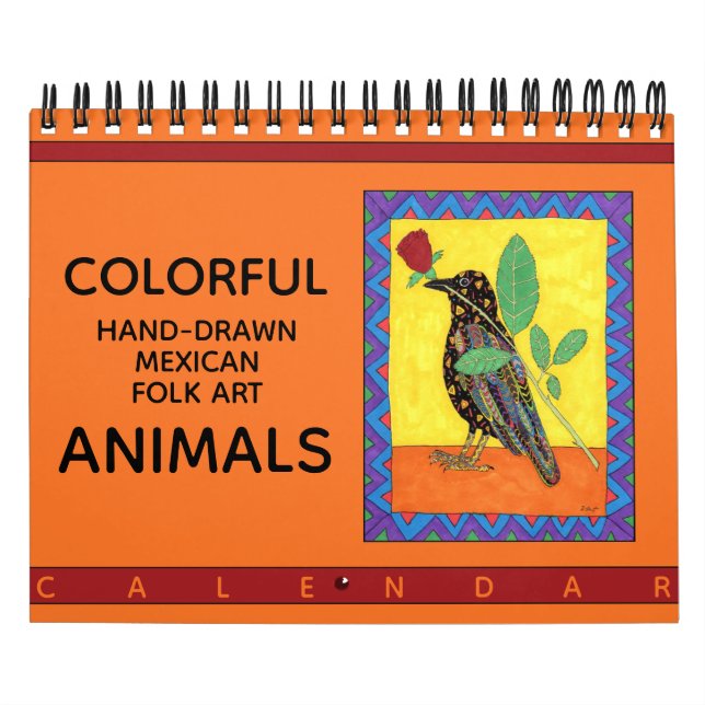 Colourful Hand Drawn Mexican Folk Art Animals 2022 Calendar (Cover)
