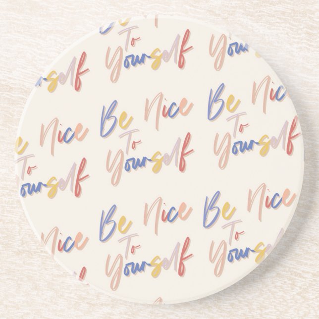 Colourful Hand Drawn Motivational Pattern Coaster (Front)