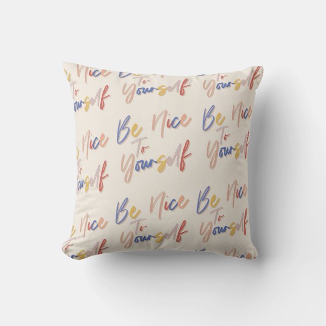 Colourful Hand Drawn Motivational Pattern Cushion (Front)