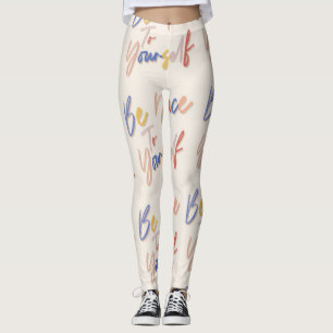 Colourful Hand Drawn Motivational Pattern Leggings
