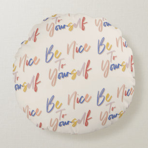 Colourful Hand Drawn Motivational Pattern Round Cushion