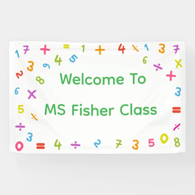 Colourful Hand drawn Numbers School Welcome  Banner (Horizontal)