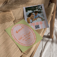 Colourful Hand Drawn Painted Photo QR Code Wedding