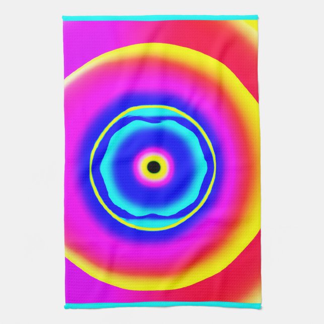 Colourful Hand Drawn Patterns Art Style Tea Towel (Vertical)