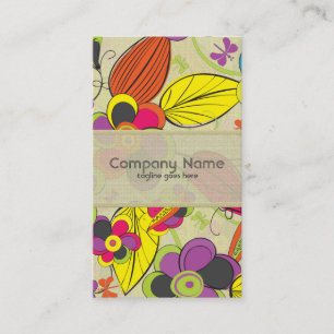Colourful Hand Drawn Retro Fashion Floral Design Business Card