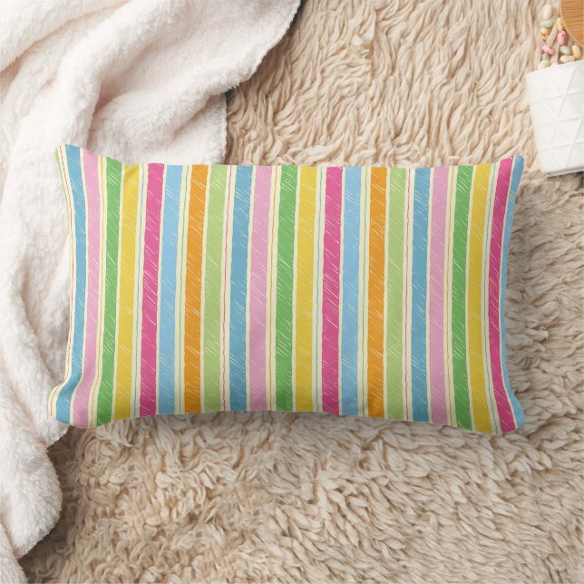Colourful hand drawn stripes pattern lumbar cushion (Blanket)