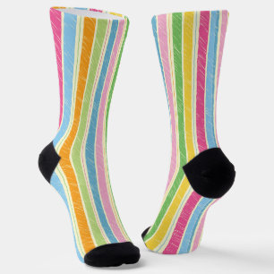 Colourful hand drawn stripes pattern socks