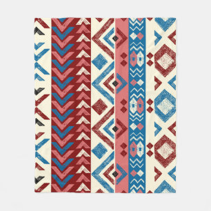 Colourful Hand-Drawn Tribal Pattern Fleece Blanket