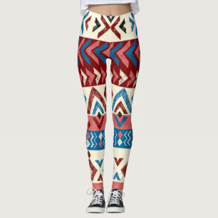 Colourful Hand-Drawn Tribal Pattern Leggings
