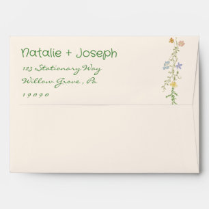Colourful Hand Drawn Whimsical Wildflower Wedding Envelope