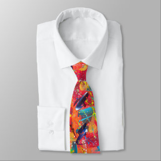 Colourful Hand Painted Artistic Boho Hipster Wild Tie