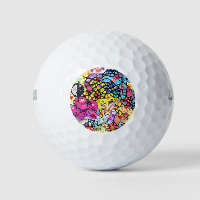Colourful Hand-painted design Golf Balls (Front)