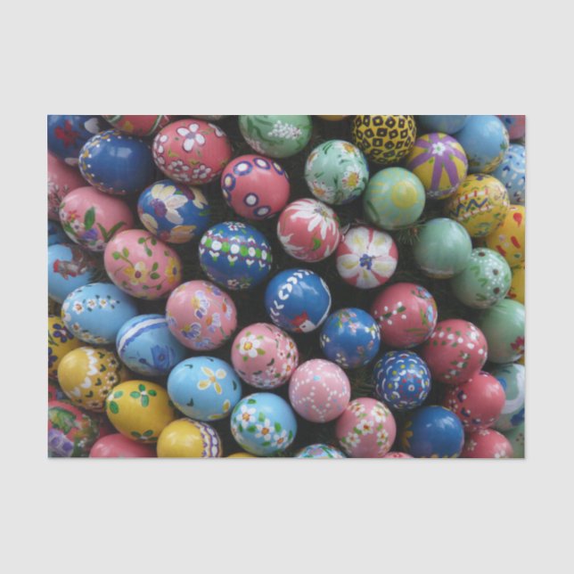 Colourful Hand Painted Easter Eggs Tissue Paper (Front)