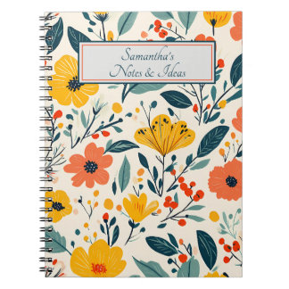 Colourful Hand-painted Floral Flowers Notebook