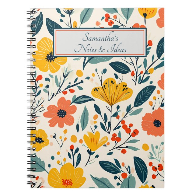 Colourful Hand-painted Floral Flowers Notebook (Front)