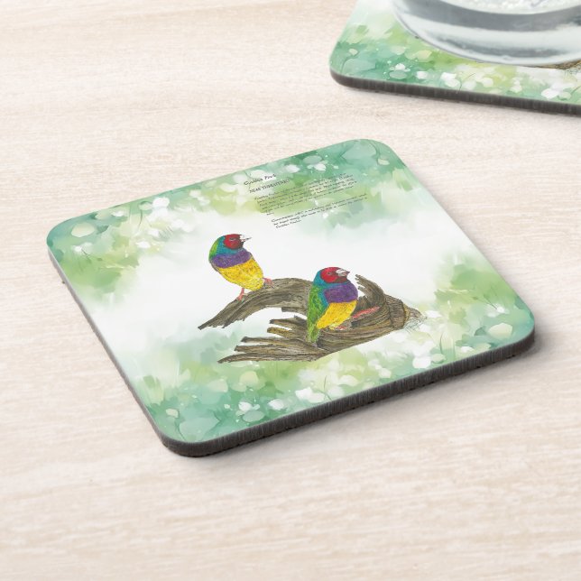 Colourful Hand-Painted Gouldian Finch Coaster (Left Side)