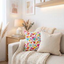 Colourful Hand Painted Happy Hearts Pattern