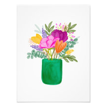 Colourful Hand-Painted Watercolour Floral Bouquet