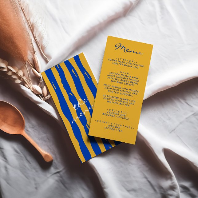 Colourful Hand Written Italian Pinstripes Wedding Menu (Creator Uploaded)