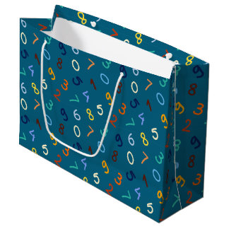 Colourful Hand Written Number Pattern Large Gift Bag