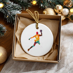 Colourful Handball Player Ceramic Tree Decoration