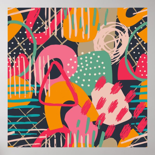 Colourful HandDrawnContemporary  Grunge Art 1 Poster (Front)